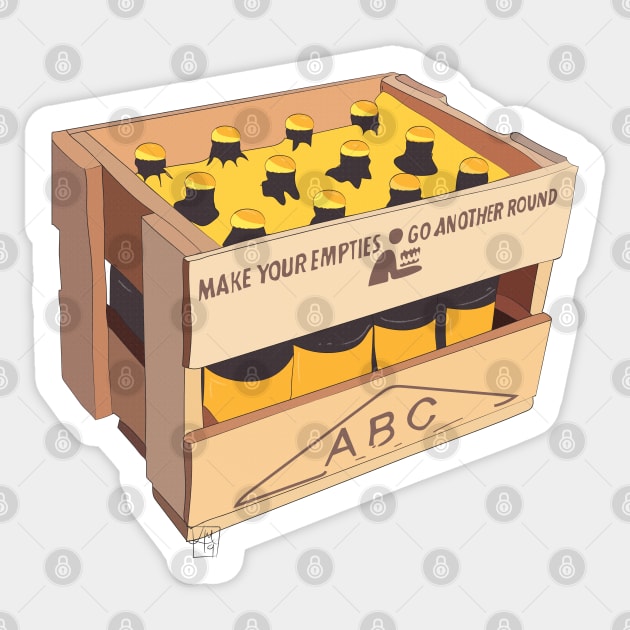 Hand Drawn New Zealand Crate - Yellow Sticker by 4amStudio